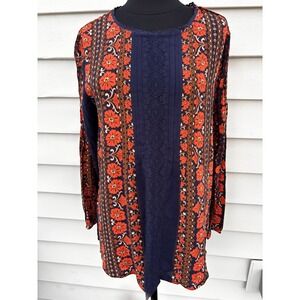 Matilda Jane Med Navy Blue Orange Floral Long Sleeve Once Upon A Time Floret Top